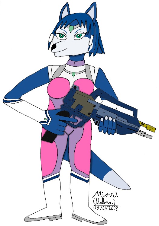 Krystal Fox with a Machine Gun
